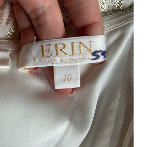 ERIN Erin Fetherston Silk Blend Coralie Metallic Strapless Formal Gown - 10 - Picture 8 of 10